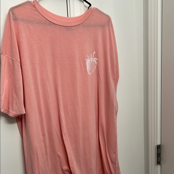 SHEIN Tops - SHEIN Pink Strawberry Tee